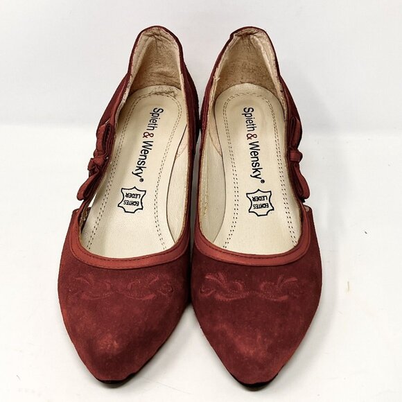Spieth & Wensky Valeska Womens Pump Leather Suede Red Bow Accent  Heel Sz 38 - Picture 3 of 11